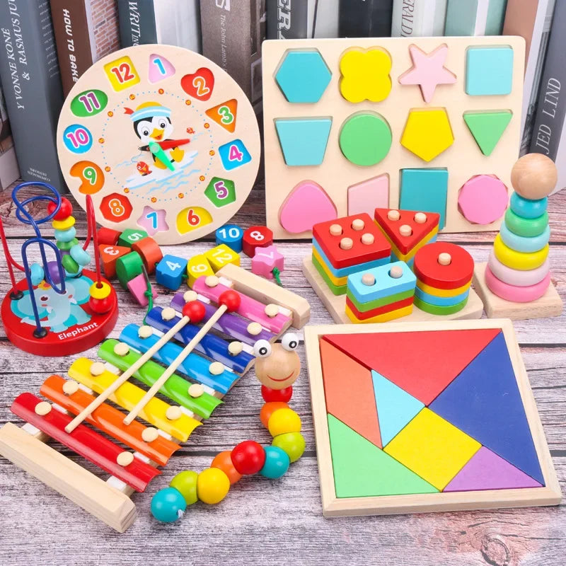 Montessori Wooden 8 Tones Multicolor Xylophone Wood Musical Instrument Toys For Baby Kids Puzzles Early Learning Games