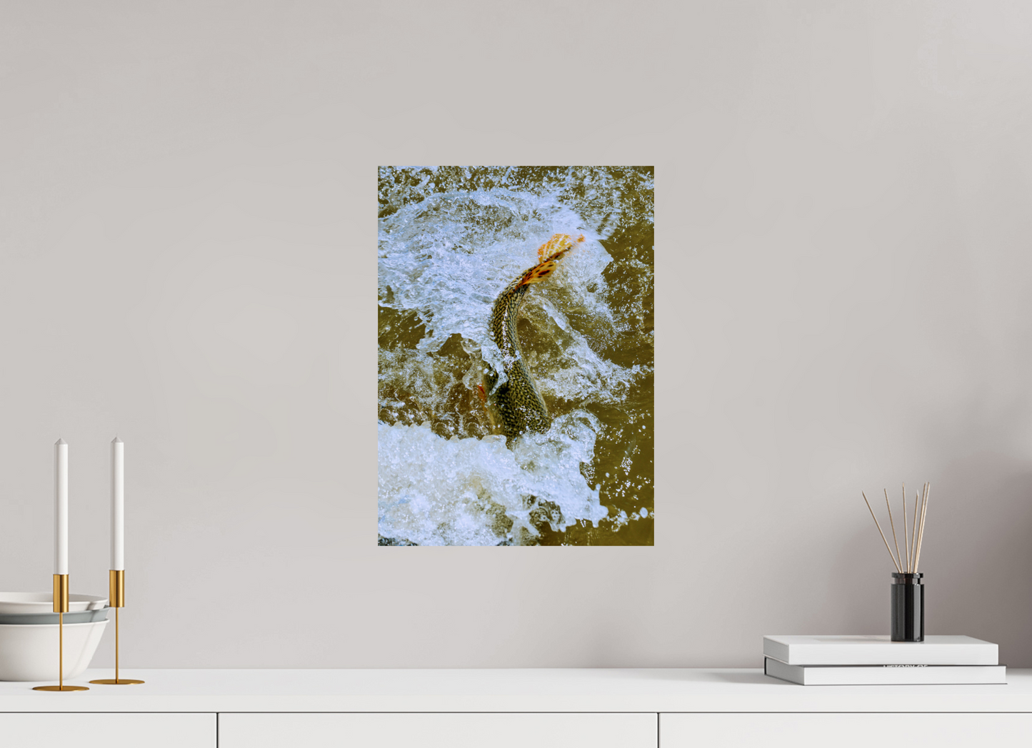 12 x 16.5″, Photo Print On Fuji Crystal DP II Trout Fight in White Water — Collection 09, The Fight Handle: trout-fight-white-water